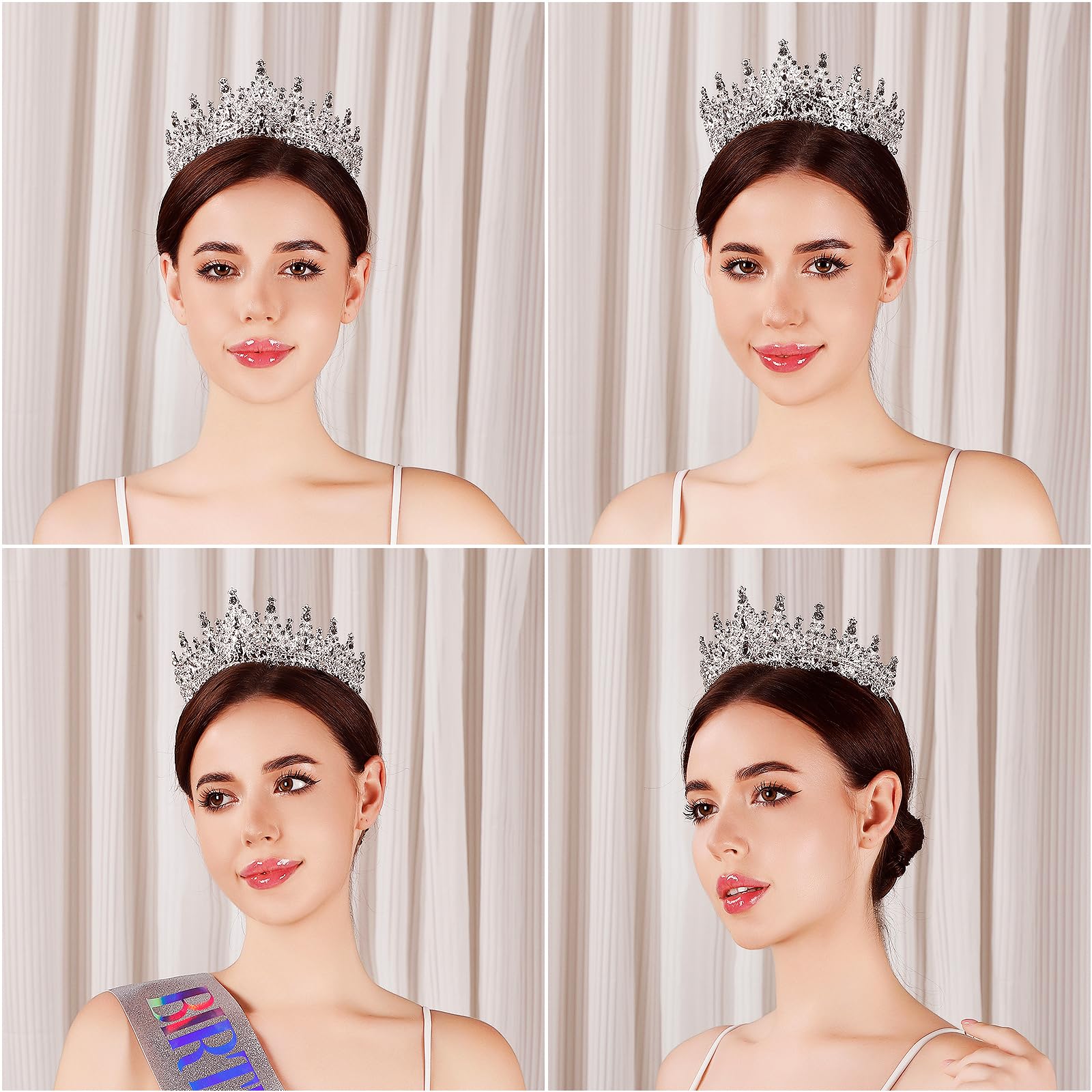 Corona De Tiara Verde Para Mujer, Coronas De Reina De Cristal, Tiaras De Princesa