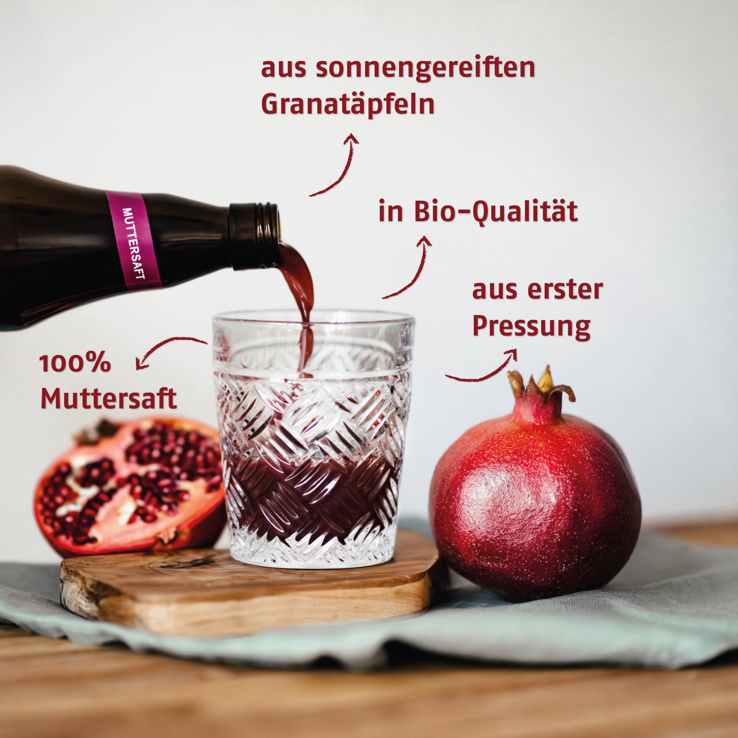 RABENHORST Granatapfel MUTTERSAFT BIO 6er Pack (6 x 700 ml) | 100 % purer Granatapfel-Direktsaft aus erster Pressung