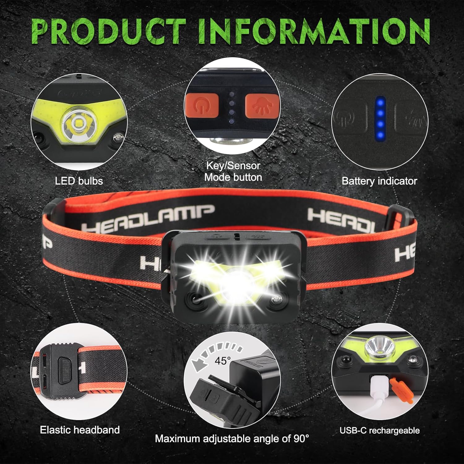 GREEN DEVIL Rechargeable Headlamp Light Replacement Accessory Matrix Full Brim Hard Hat
