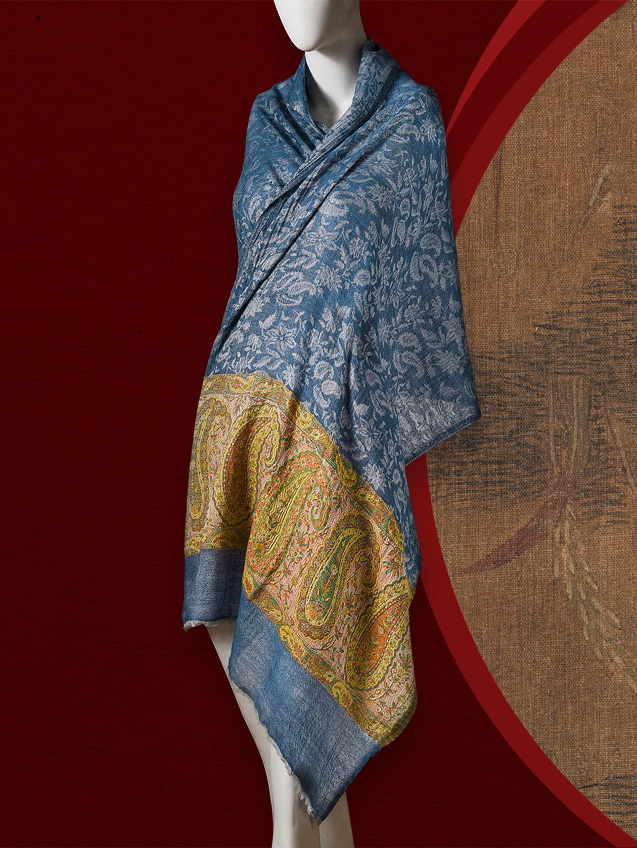 HangErFeng Szalik z mieszanki jedwabiu kaszmiru kwiatowy nadruk paisley frędzle chusta 1664