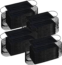 Trimming Shop 100PCS Black Disposable Face Masks - With 3 Ply Non-Woven Material - Breathable Face Masks Elastic Ear Loops & Comfortable Nose Mouth Cover Masks