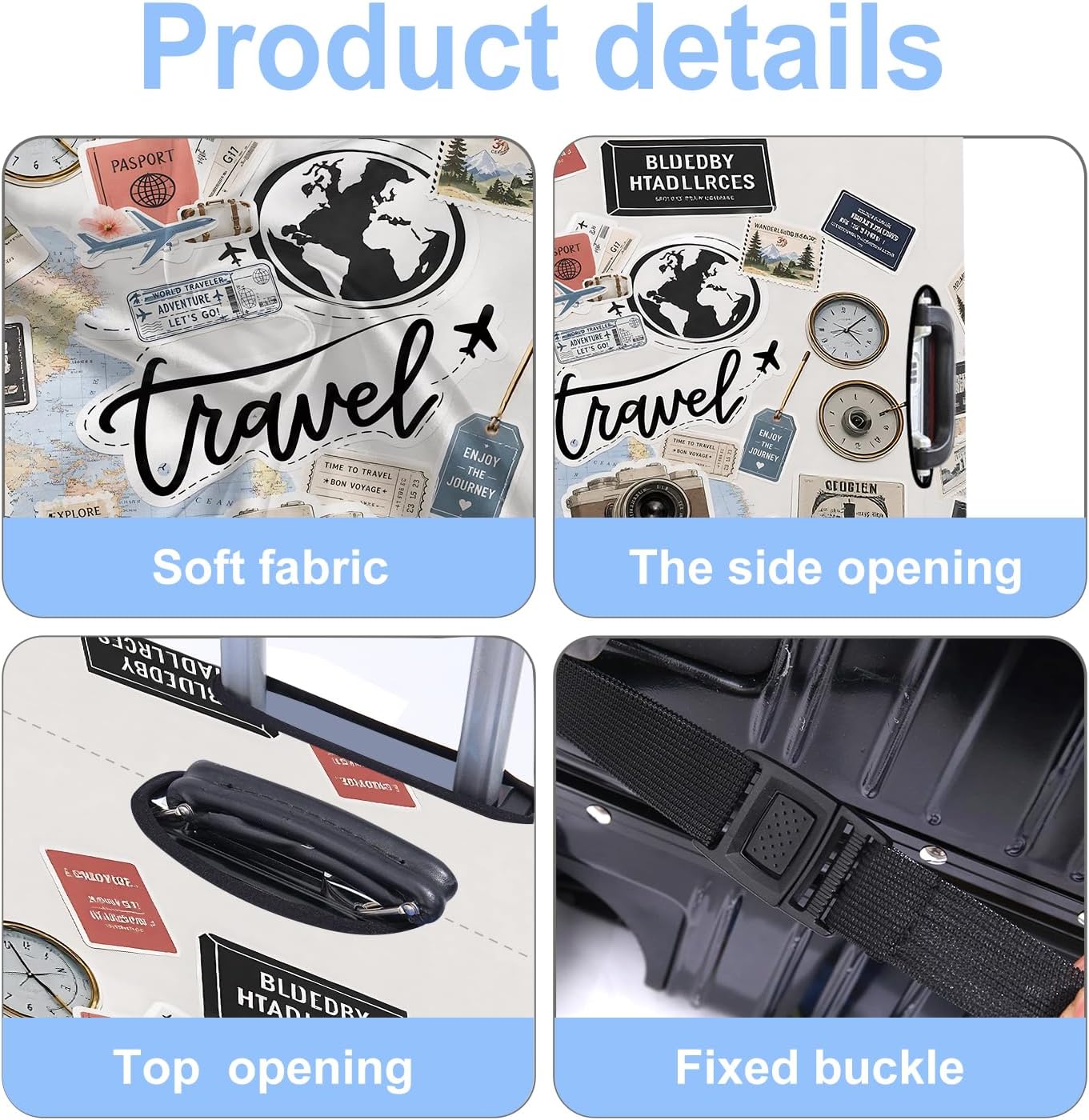 Travel Stickers Luggage Cover Washable Suitcase Protector Anti-scratch Suitcase cover Fits 24-26 Inch Luggage M image 3