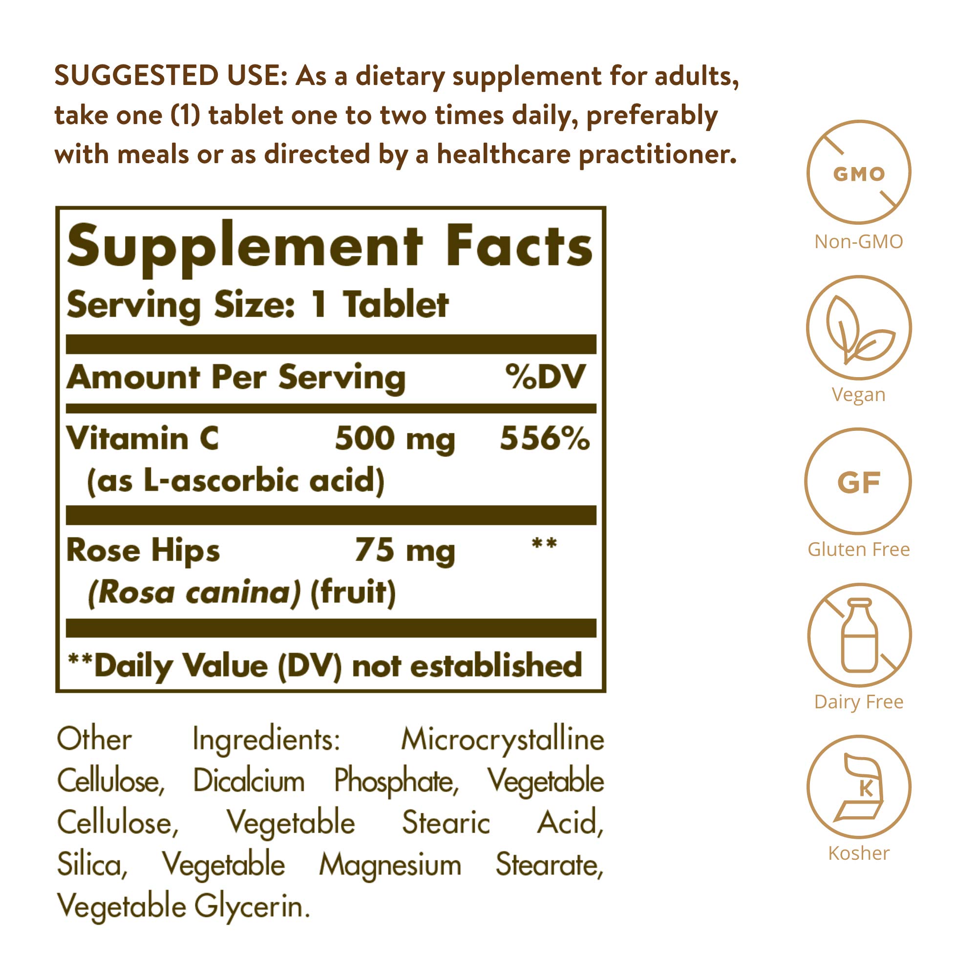 Solgar Vitamin C 500 mg with Rose Hips, 250 Tablets - Antioxidant — Amazon image 2