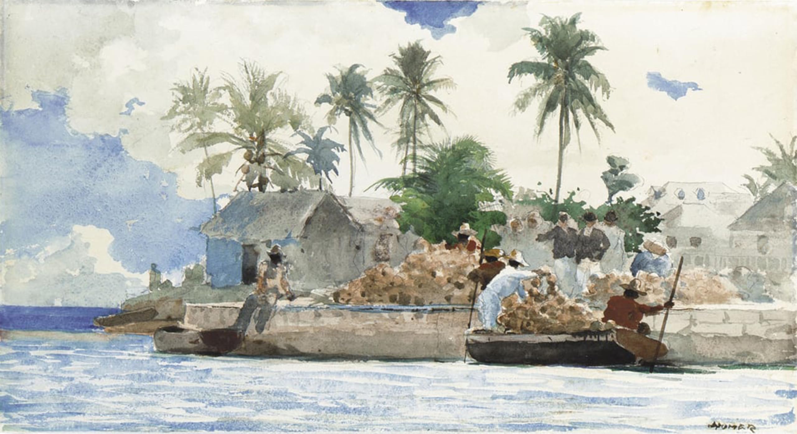 SERENDIPITP Retro Picture Poster Wall Art Pictures Painting Sponge Fisherman Bahamas by Winslow Homer Wall Art Canvas Print for Wall Decor 60x90cm