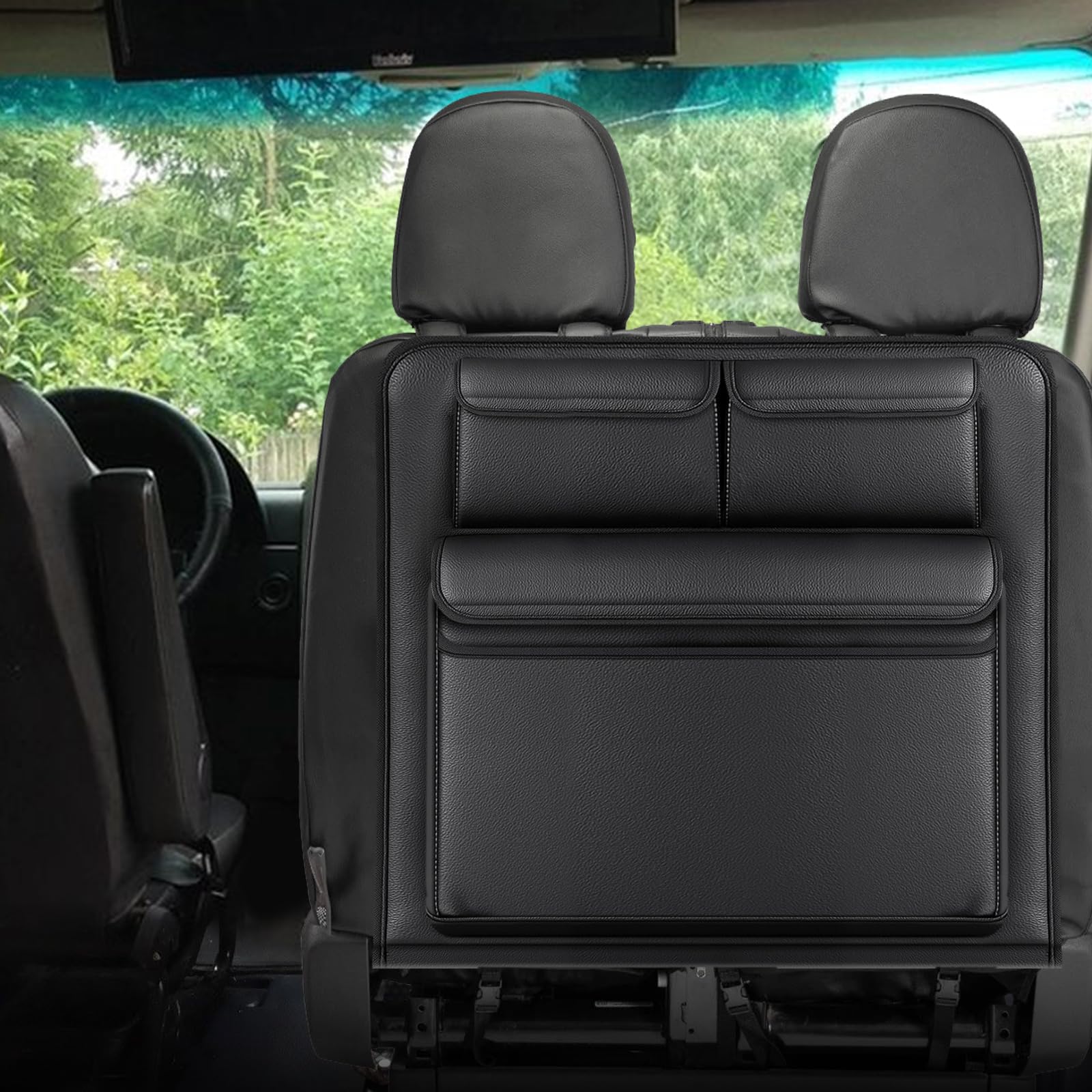 Organizador Asiento Trasero de Coche repuesto para Renault Trafic, Protector de Respaldo Plegable, Bolsa de Almacenamiento para Coche, Fácil Montaje para Viajes y Diario Piel Sintética (Doble)