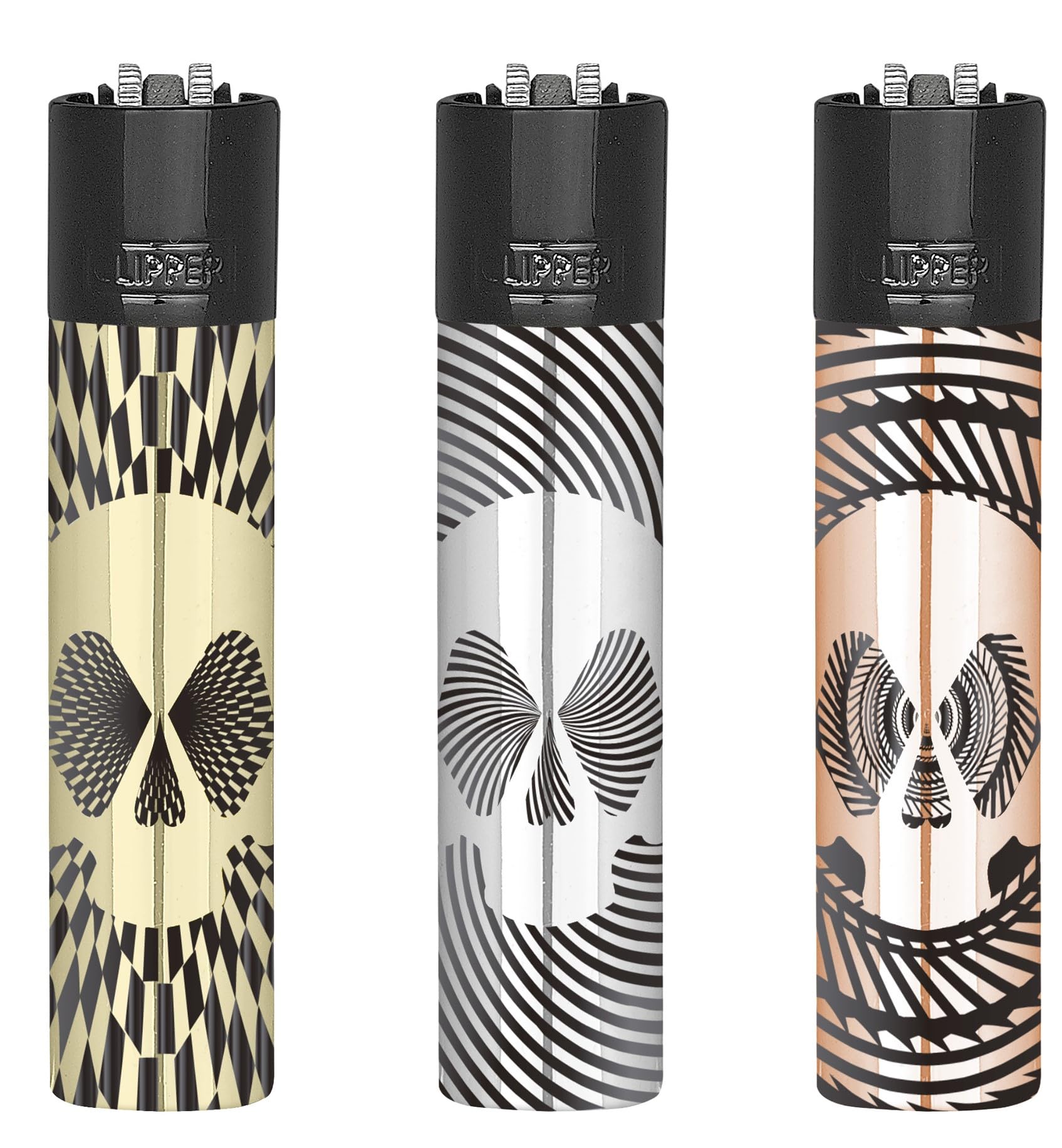 Clipper Metal Flint Lighter, Refillable, with Free Tin Box Gift Set, Pack of 1 (AMAZING SKULLS)