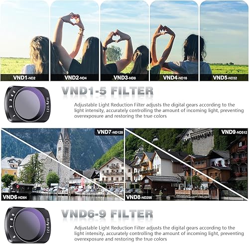 Miniatura 4 de Kit de filtros de lente ND variable para DJI Osmo Pocket 3 Creator Combo Accesorios Filtros ND variables 1-5 paradas + 6-9 paradas