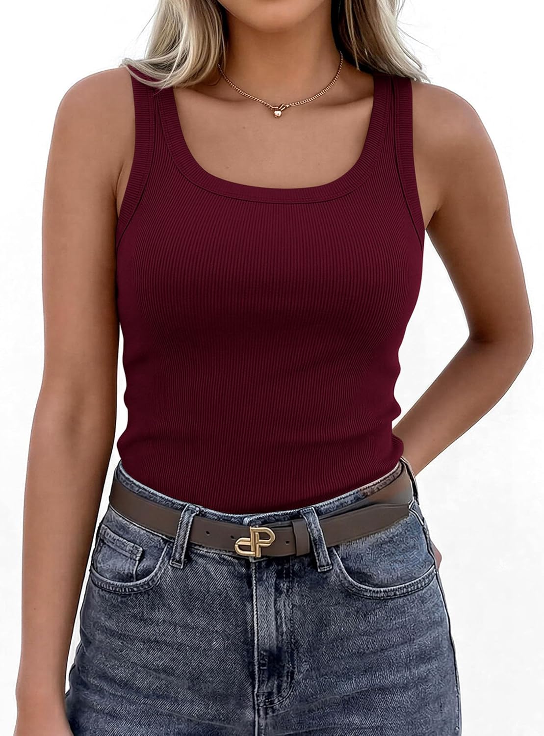 PRETTYGARDEN Tank Tops for Women 2026 Summer Sleeveless Scoop Neck Ribbed Tops Cute Spring Casual Fitted Basic Cami Shirts - Image 2