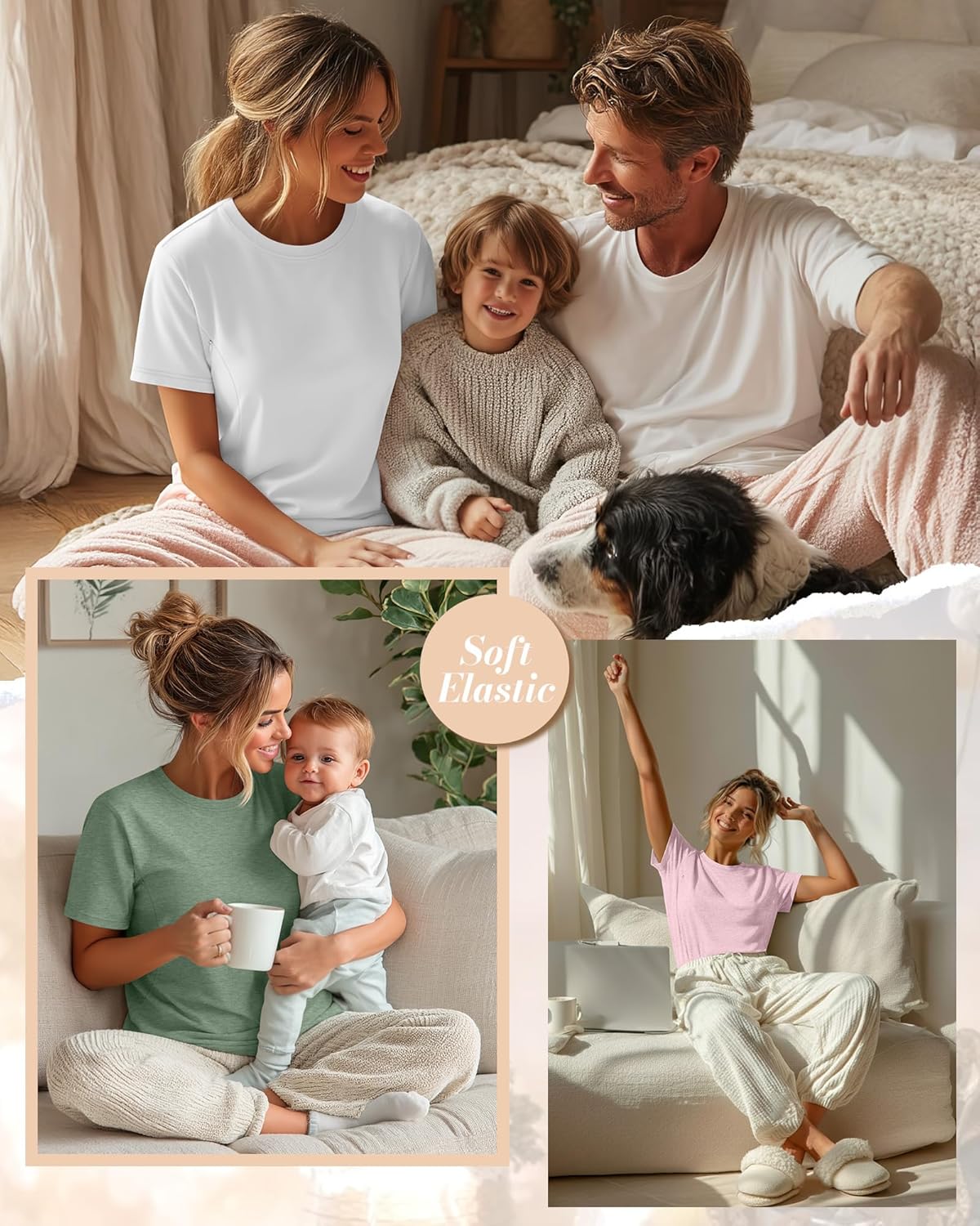 Oakgarden 4 Pack Women's Nursing Breastfeeding Shirts with Zipper Loose Fit Short Sleeve Maternity Top Nursing Clothes