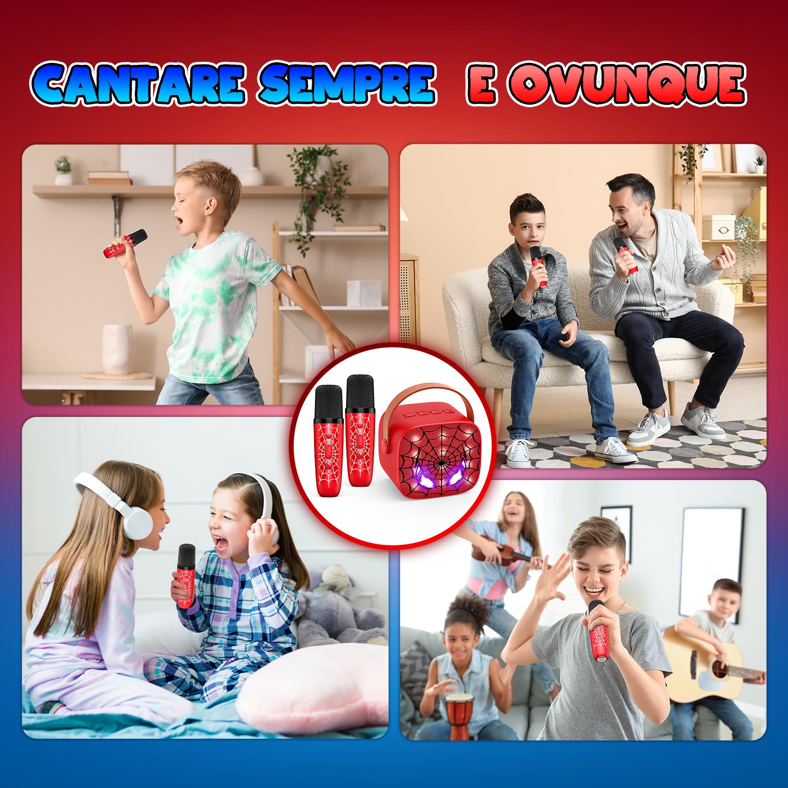 Braxel Regalo Bambino Karaoke per Bambini con 2 Microfono Wireless Bluetooth Giocattolo 3-12 Anni