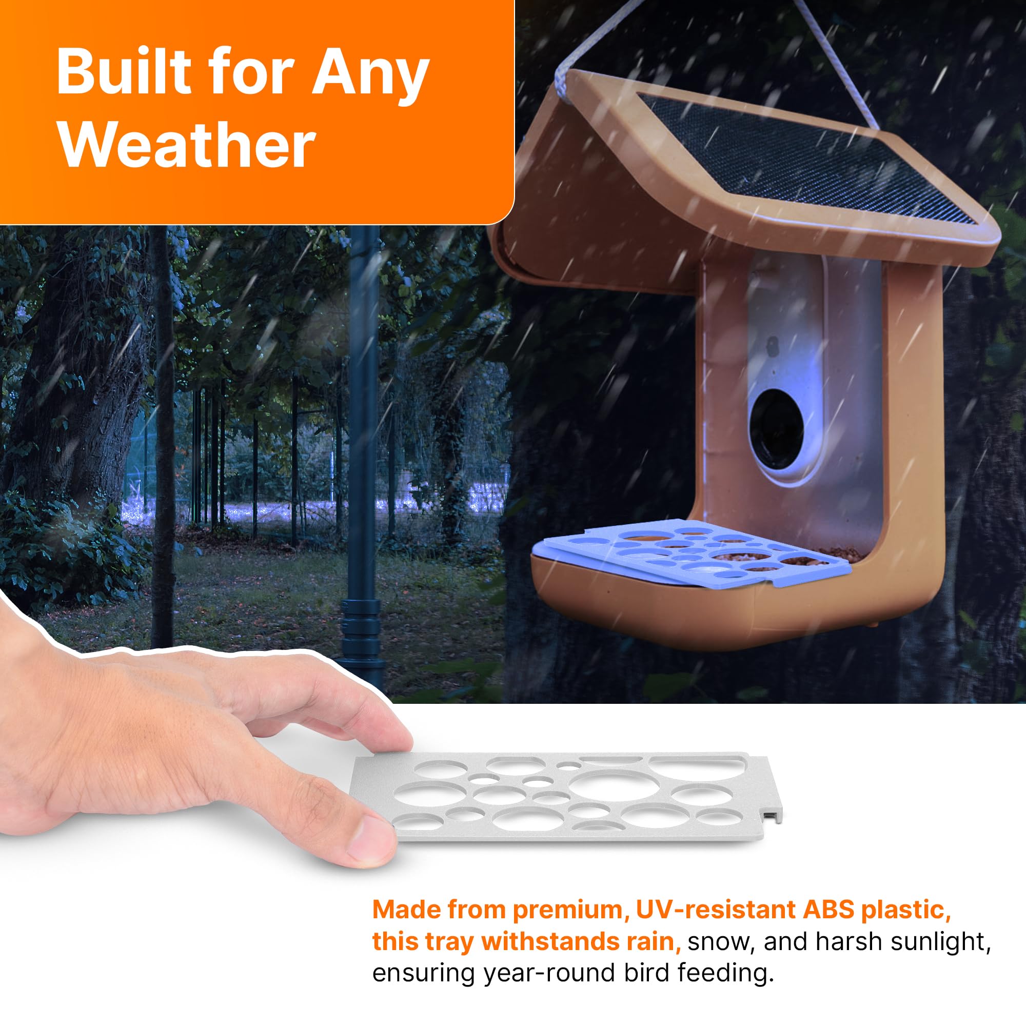 SplashNColor - Bandeja de alimentación compatible con BirdBuddy, percha para pájaros al aire libre para alimentar a múltiples pájaros, accesorios para pájaros, comederos duraderos y resistentes a la