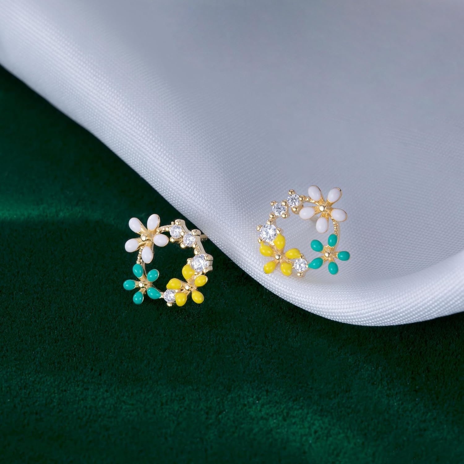 Reffeer Solid 925 Sterling Silver CZ Flower Stud Earrings for Women Teen Girls Flower Stud Earrings Spring - Image 4