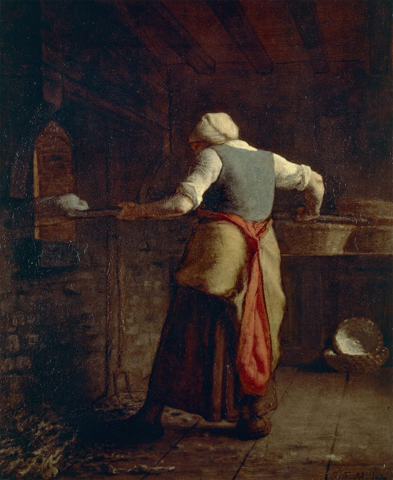 ARTXLXXBN Famous Painting Canvas Artwork Graffiti Print Woman Baking Bread by Jean Francois Millets Portrait Canvas Image for Home Decor 60x90cm
