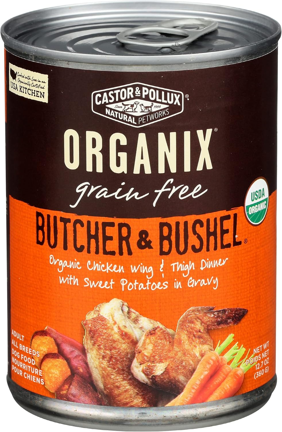 Castor & Pollux, Dog Food Butcher N Bushel Chicken Wing N Thigh Organic, 12.7 Ounce