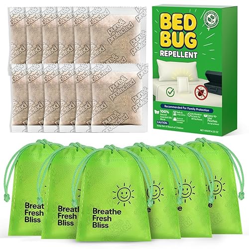 Bed Bug Repellent Pouches, 12 Pack Natural Plant Based Essential
