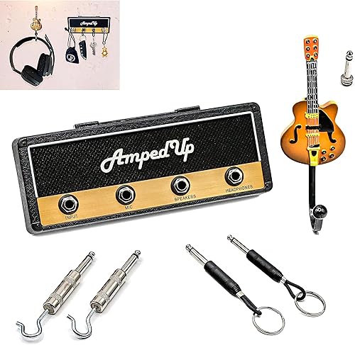 Pick-A-Palooza: Amplificador de guitarra montado en la pared estilo gancho para llaves y llavero, estilo altavoz con gancho para guitarra acústica y