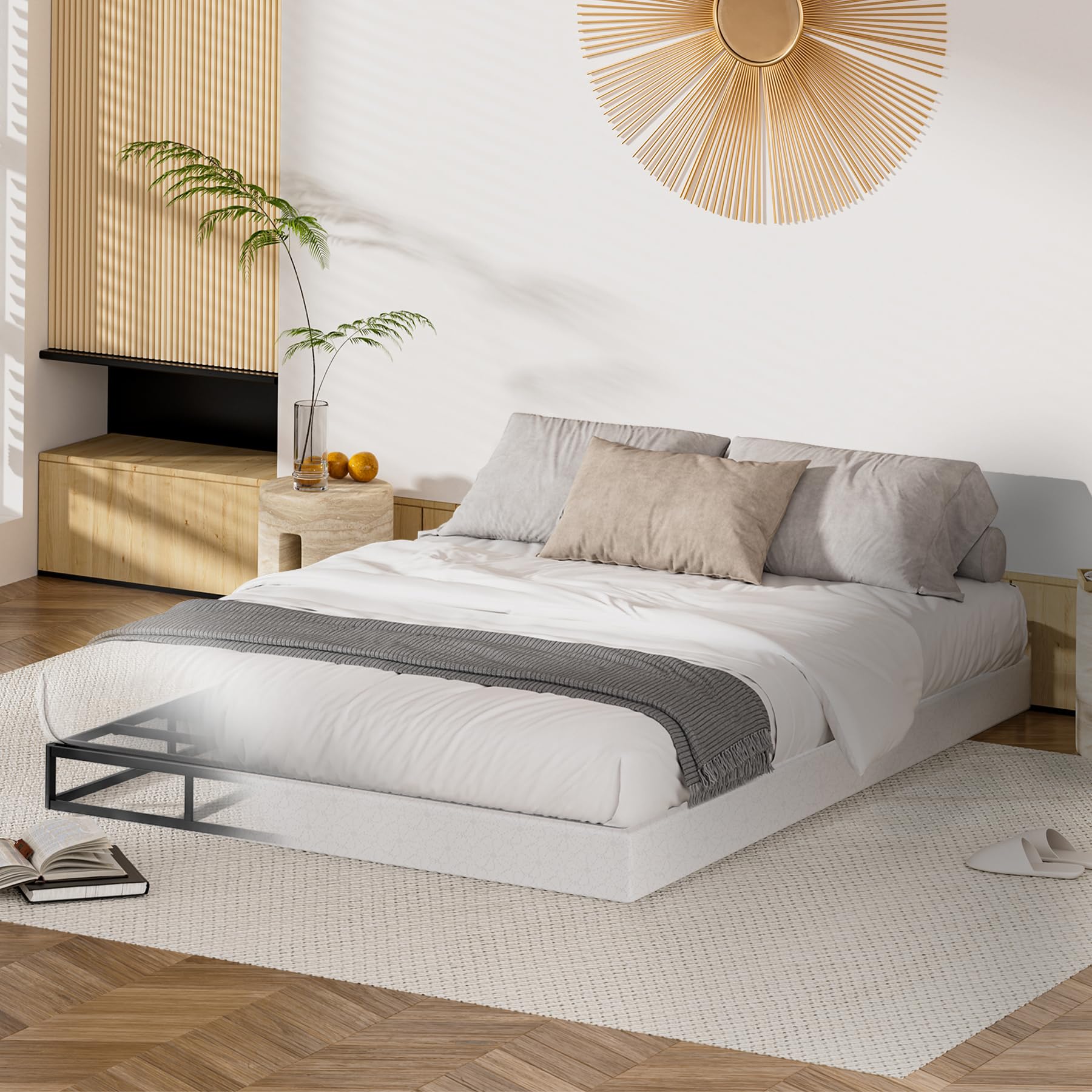 Box Spring for Queen Bed 5 Inch Profile Queen Box Spring Heavy Duty Metal Queen Size Box Spring Mattress Foundation Sturdy Queen Box Springs for Bed Frame Platform Noisy Free (5 Inch, Queen)