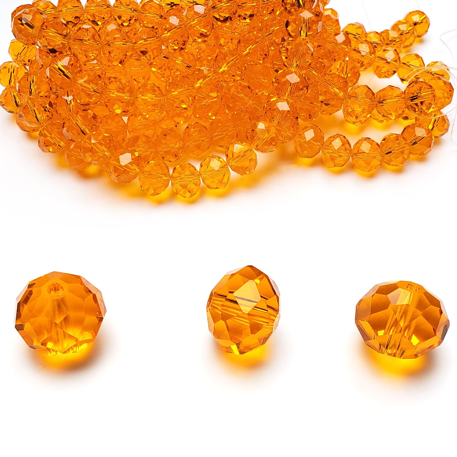 2mm Rondelle Glass Beads for Jewelry Making, Faceted Briolette Crytal Spacer Beads for Bracelet Necklace Earring, Orange 1200pcs