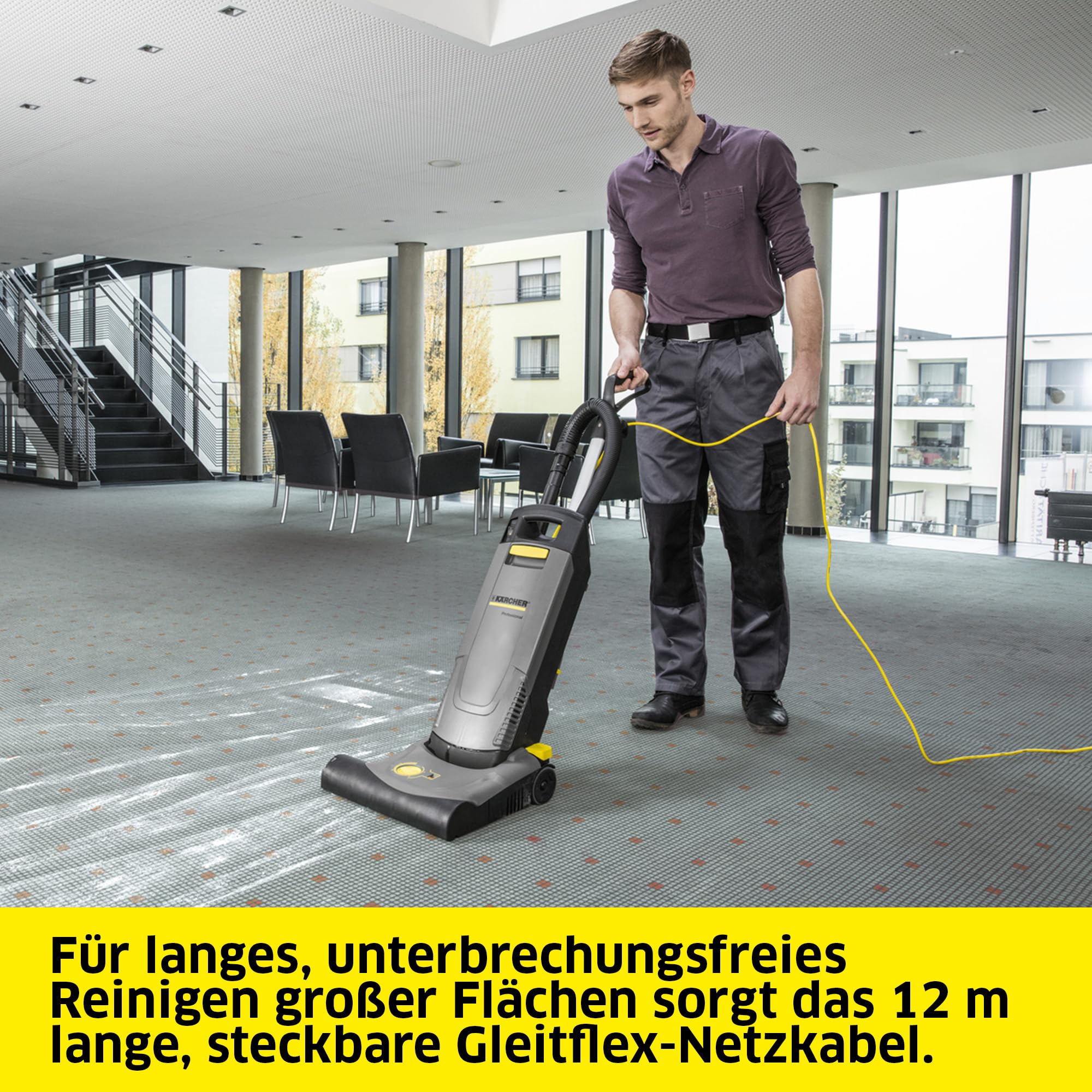 KÄRCHER Teppichbürstsauger CV 38/2 ADV, Arbeitsbreite: 380 mm, hohe Flächenleistung, optische Bürsteneinstellhilfe, 3-Fach Filtersystem, steckbares Gleitflex-Netzkabel, werkzeugloser Bürstenwechsel