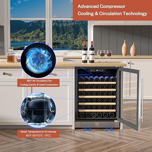 Miniatura 5 de Empava Refrigerador refrigerador de 24 pulgadas, compresor integrado o independiente, puerta de vidrio para el hogar, barra de oficina en acero