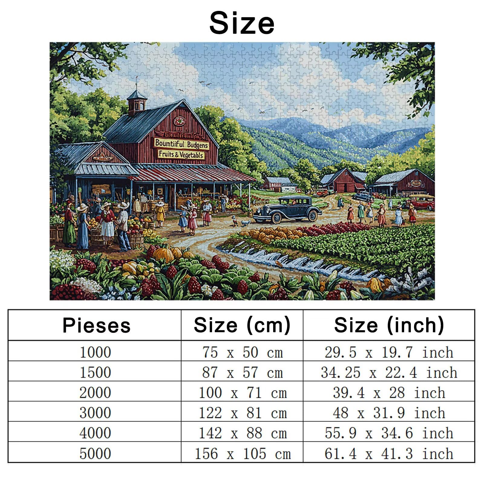 4000 puzzli dla dorosłych, 4000 elementów, drewniane puzzle z kolorowym pudełkiem, rodzinne gry edukacyjne, prezenty dla kobiet, wystrój domu, motyw: (Farm), -3544