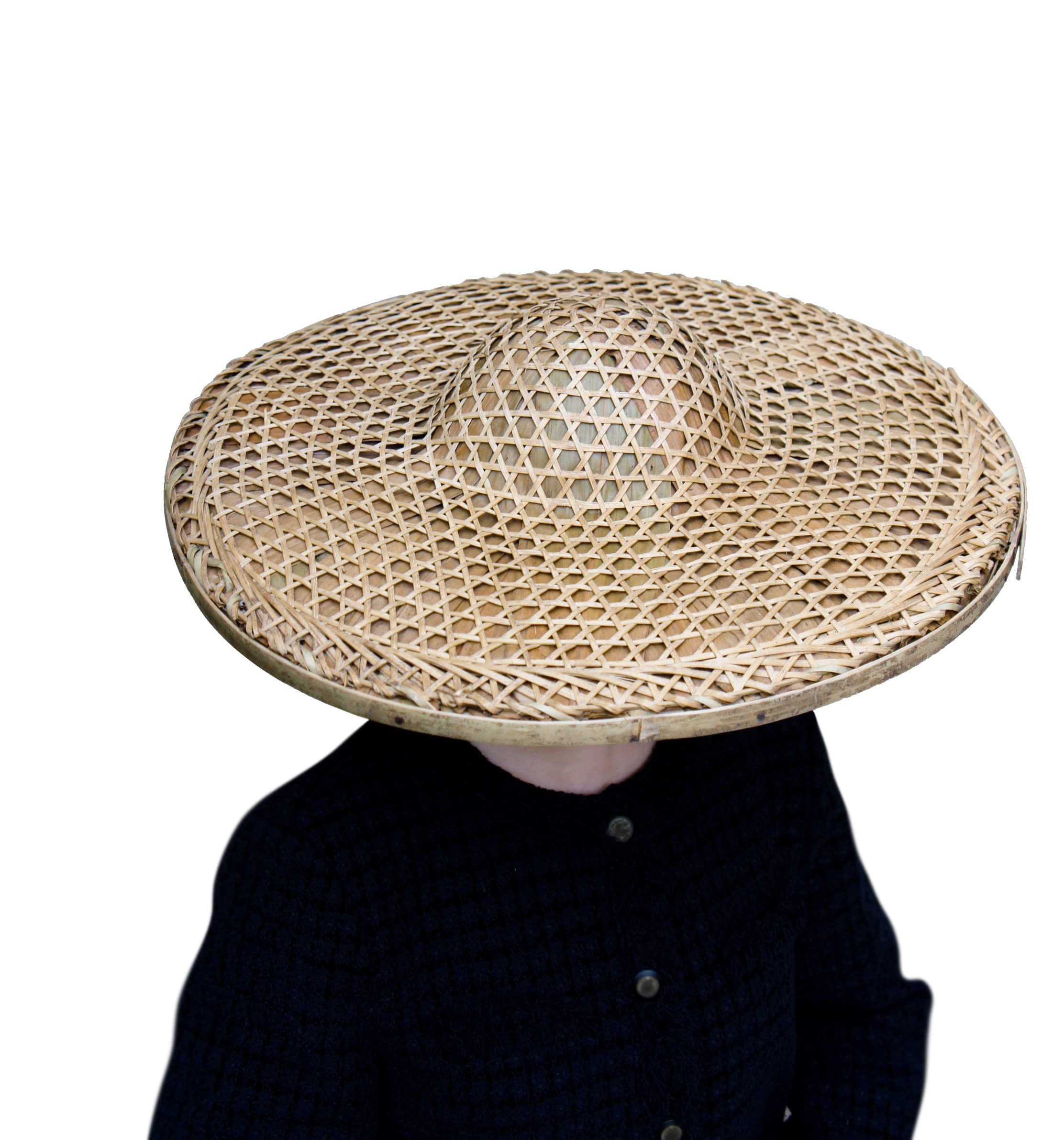 xihexiTraditional Chinese Bamboo Hat Sunshade Hat Dia.19.5" Deepth 4" Natural
