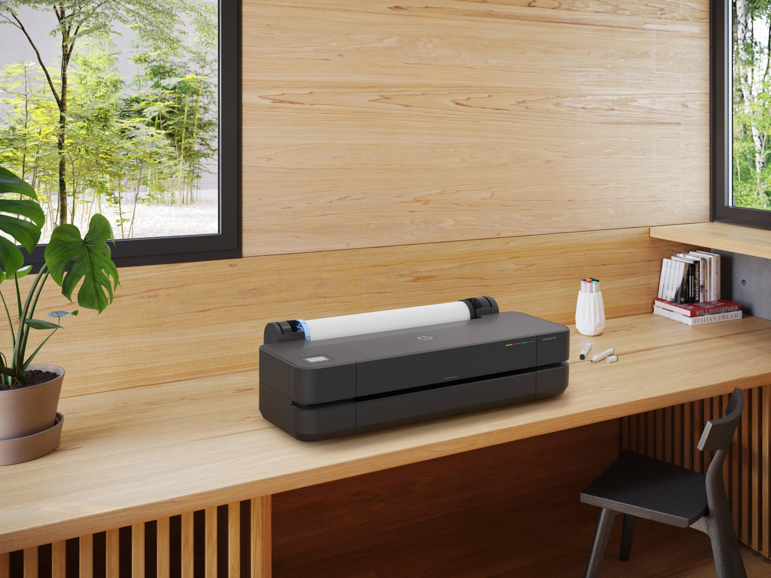 HP DesignJet T250 Stampante per Grandi Formati da 61 cm 5HB06D, Formati supportati da A4 ad A1, velocità 76 Pagine A1 all’Ora, Gigabit Ethernet, USB, Wi-Fi, Garanzia 2 Anni, Edizione 2025, Nero