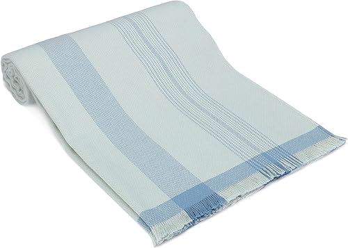 Lines Andean Vertical Lines - Manta de lana de mezcla de algodón de alpaca tejida suave y cálido diseño de rayas 71.7 x 52.0in (azul cieloazul)