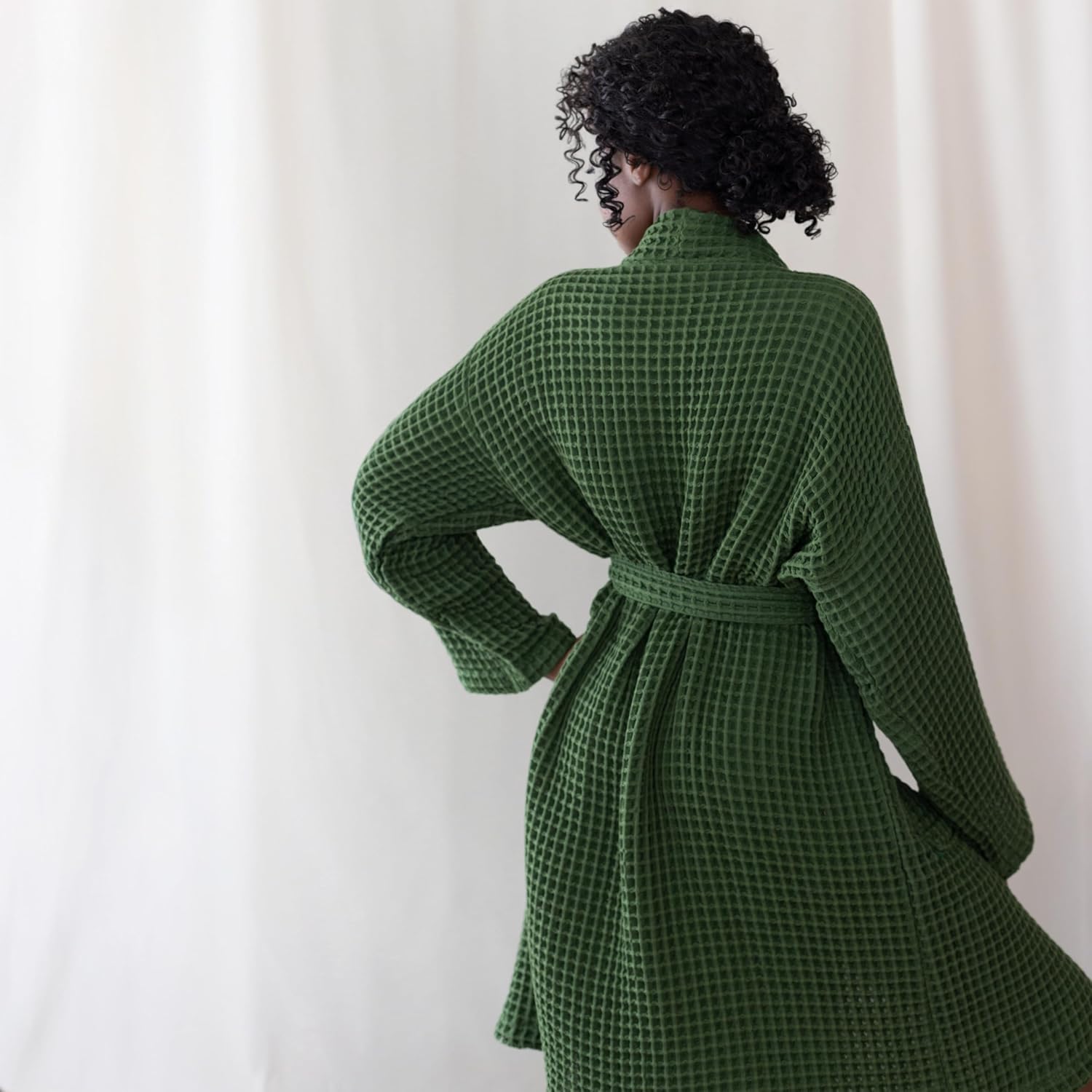 Womens Kimono Waffle Robe - Lightweight 100% Turkish Cotton Housecoat for All-Day Lounging - Bathrobe for Shower - Image 3