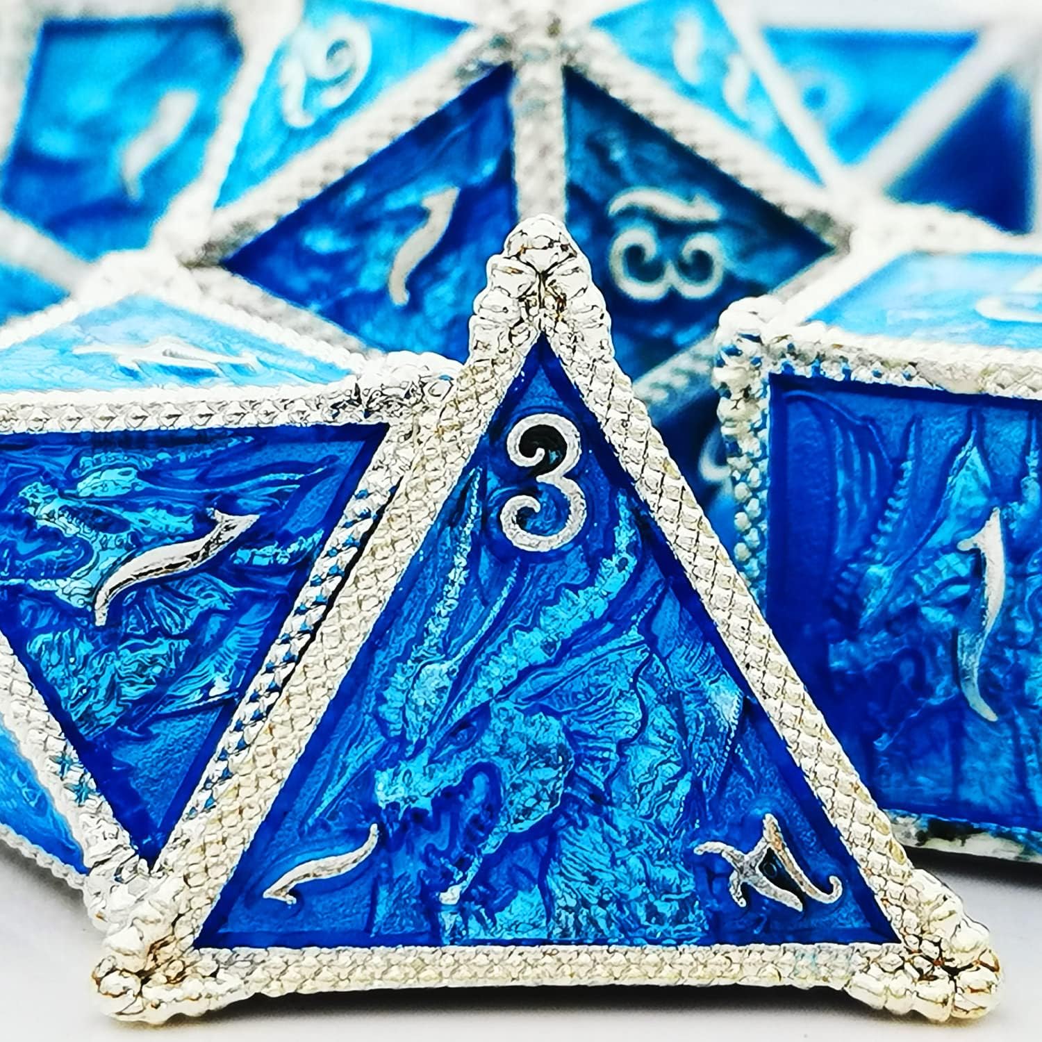 HAOMEJA Metal Dragon Dice Set DND 7 Set Dice Role Playing Dice D&D