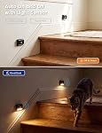 VOLISUN Lumières d'escalier du capteur de mouvement rechargeables à l'intérieur, 3 Température de couleur LED Lumière de nuit avec capteur de lumière, lumières d'escalier magnétique à bâton pour salle de bains Hallway paquet de 6