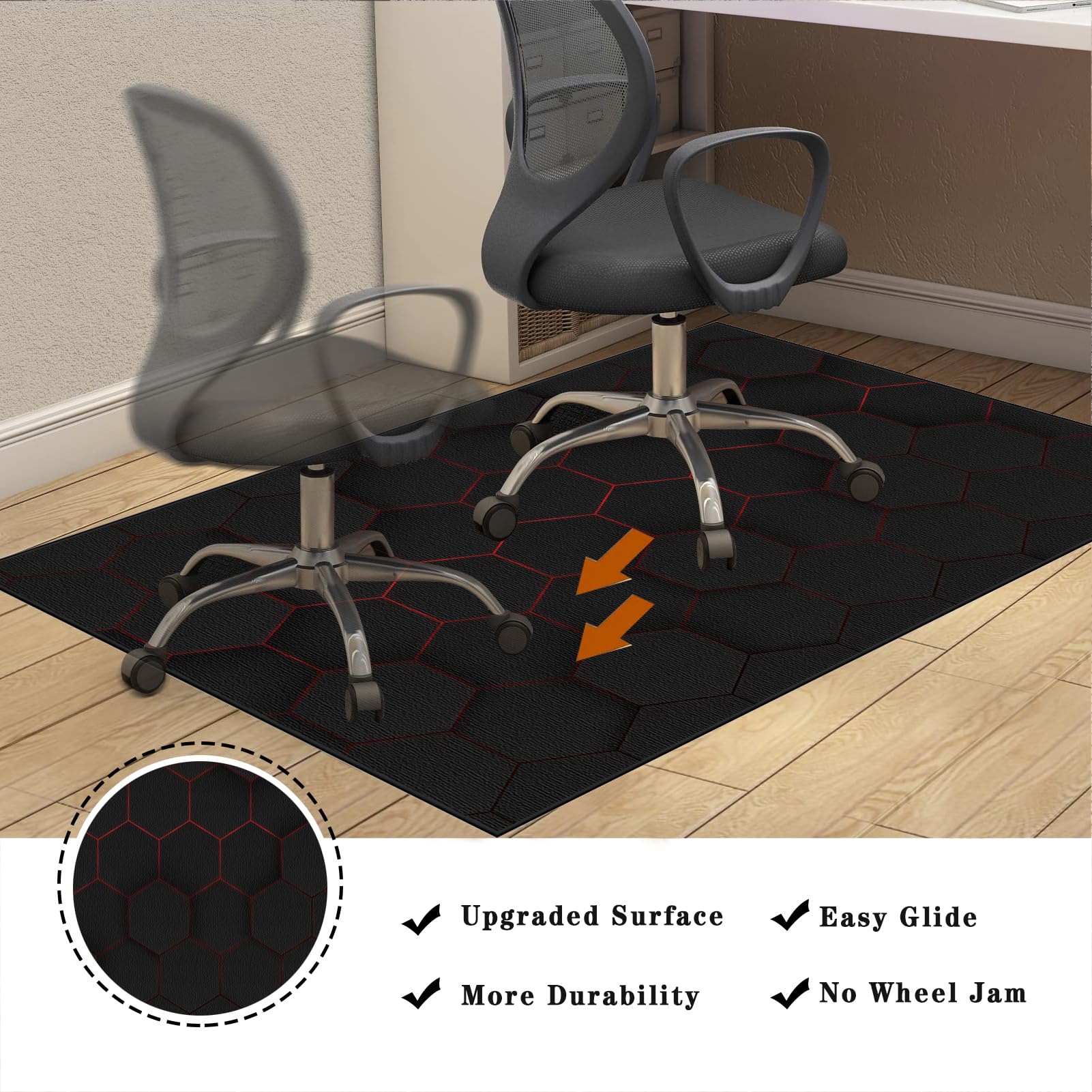 Tapis Chaise Gaming Antidérapant Tapis de Sol pour Bureau Tapis Chaise Bureau Gaming Tapis pour Chaise de Bureau Tapis protège-Sol pour Chaise de Bureau Tapis Gaming Sol pour Sols durs 80 x 120 cm
