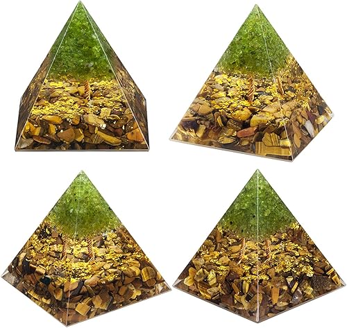 Miniatura 10 de Mookaitedecor - Piedra de cristal de peridoto y cornalina con forma de pirámide para proteger el equilibrio de los chakras y reiki