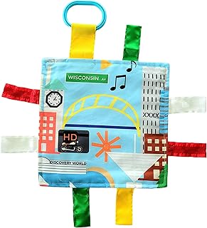 Baby Jack & Co 8x8â€ Learning Lovey Milwaukee Wisconsin Tag Toys for Babies - Baby Crinkle Toys - Soft & Safe - Learn USA Cities and Shapes - Ideal Baby Toy & Gift BPA Free w/ Stroller Clip