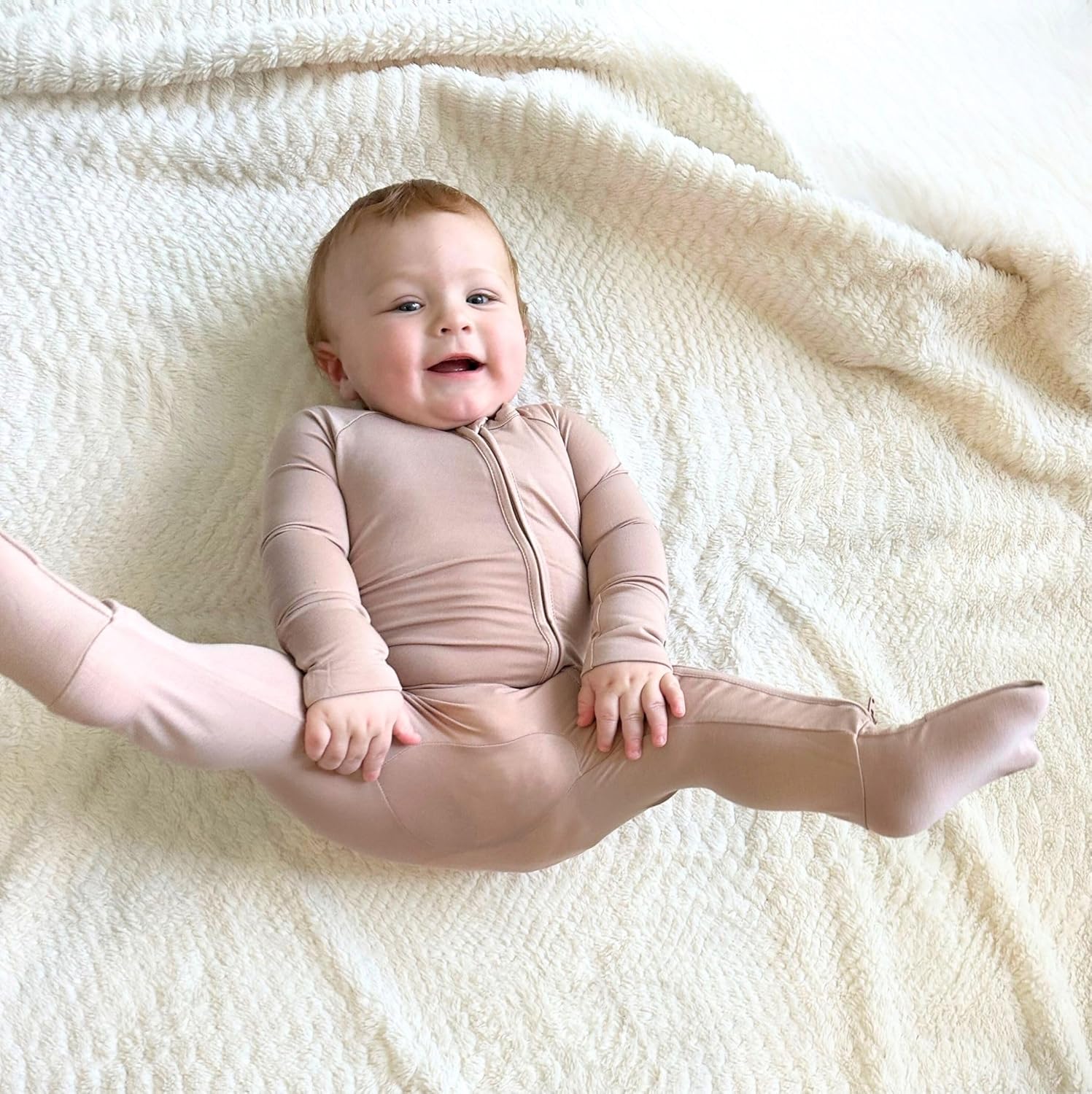 Stretchy Viscose from Bamboo Baby Onesie, 2-Way Zipper Pajamas with Fold-Over Cuffs for Infant & Toddlers - Image 5