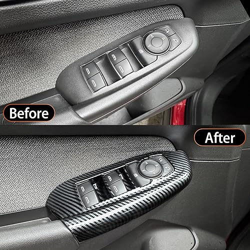 Miniatura 4 de YOUTOOCAR Panel de interruptor de ventana de puerta compatible con accesorios Chevy Trailblazer 2020-2025 (patrón de fibra de carbono)