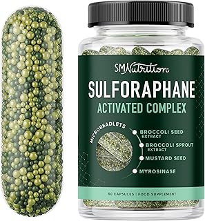 20MG Sulforaphane | from Broccoli Sprouts & Seed Extract | 565MG Microbeadlet Complex | 26MG of Glucoraphanin + Myrosinase | Complete NRF2 Activator, Antioxidant & Cellular Health Supplement | 60 Ct.