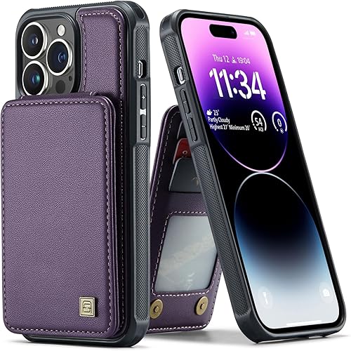 ASAPDOS Funda para iPhone 15 Pro con tarjetero, piel sintética a prueba de golpes, funda tipo cartera para iPhone 15 Pro con bloqueo RFID y soporte