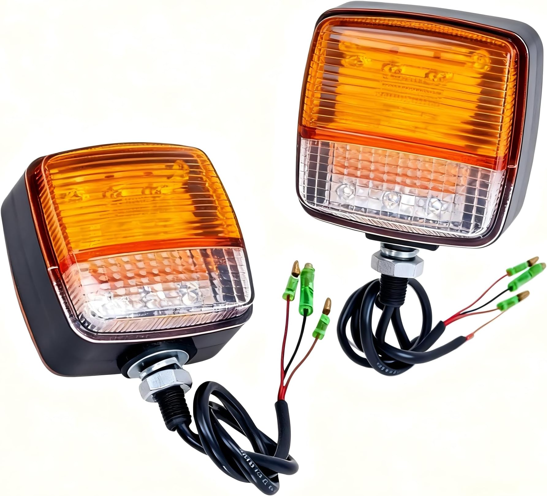 2PCS 13 LED Double-Sided Forklift Side Marker Lights, Amber & White Warning Lamps 12-24V, Waterproof ABS Signal Lights for Motorcycle, Trailer, Excavator, RV