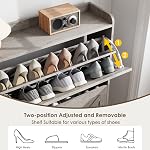 Nicetree Cabinet de chaussures avec 2 Tiroirs à bascule, Armoire de rangement à chaussures étroites avec jambes en métal, Armature à chaussures minces pour entrée, Hallway, Foyer, Gray
