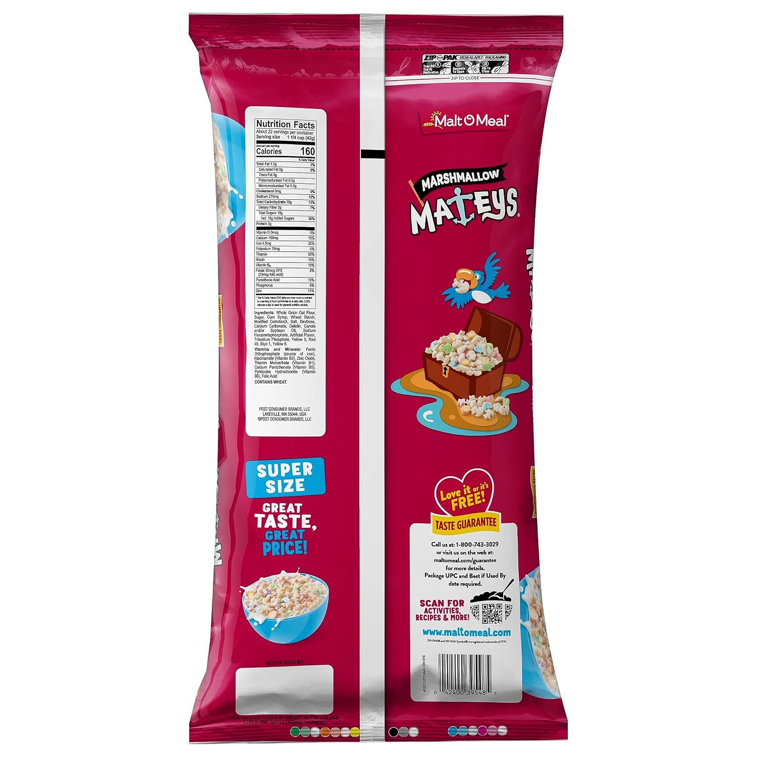 Malt-O-Meal Marshmallow Mateys Breakfast Cereal, Frosted Oat Cereal with Marshmallow Bits, Large Cereal for Family, 33 OZ Resealable Cereal Bag (Pack of 2) image 2