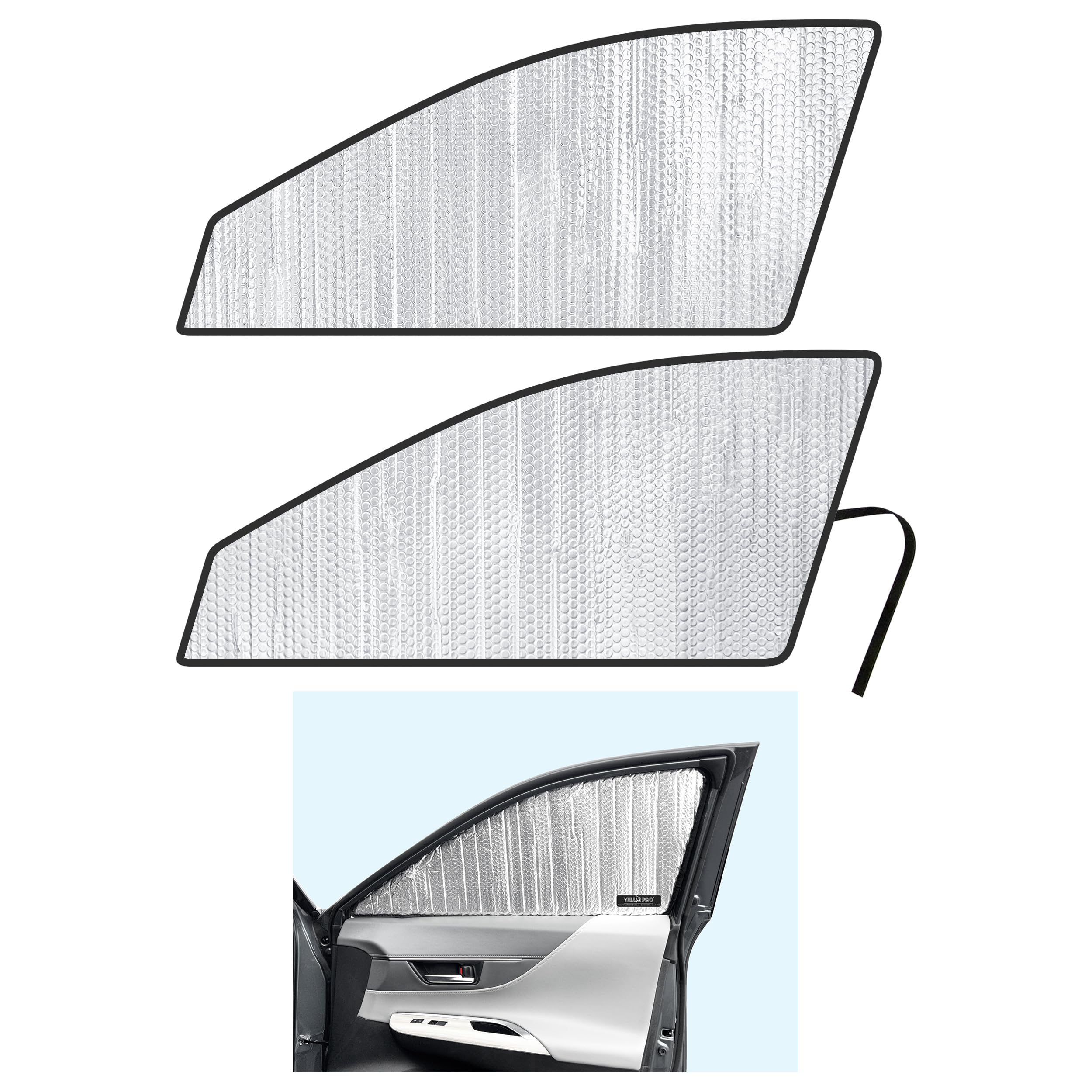 YelloPro Side Window Front Seat Sunshade (Set of 2) Custom Fit for 2021 2022 2023 2024 Toyota Venza SUV, LE, XLE, Limited, UV Reflector Sun Protection Accessories (Made in USA)