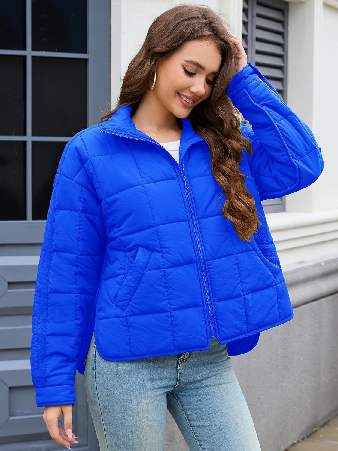 Muchpow Women's Lightweight Down Coat Long Sleeve Full Zipper Oversized Packable Short Puffer Jackets - Image 3