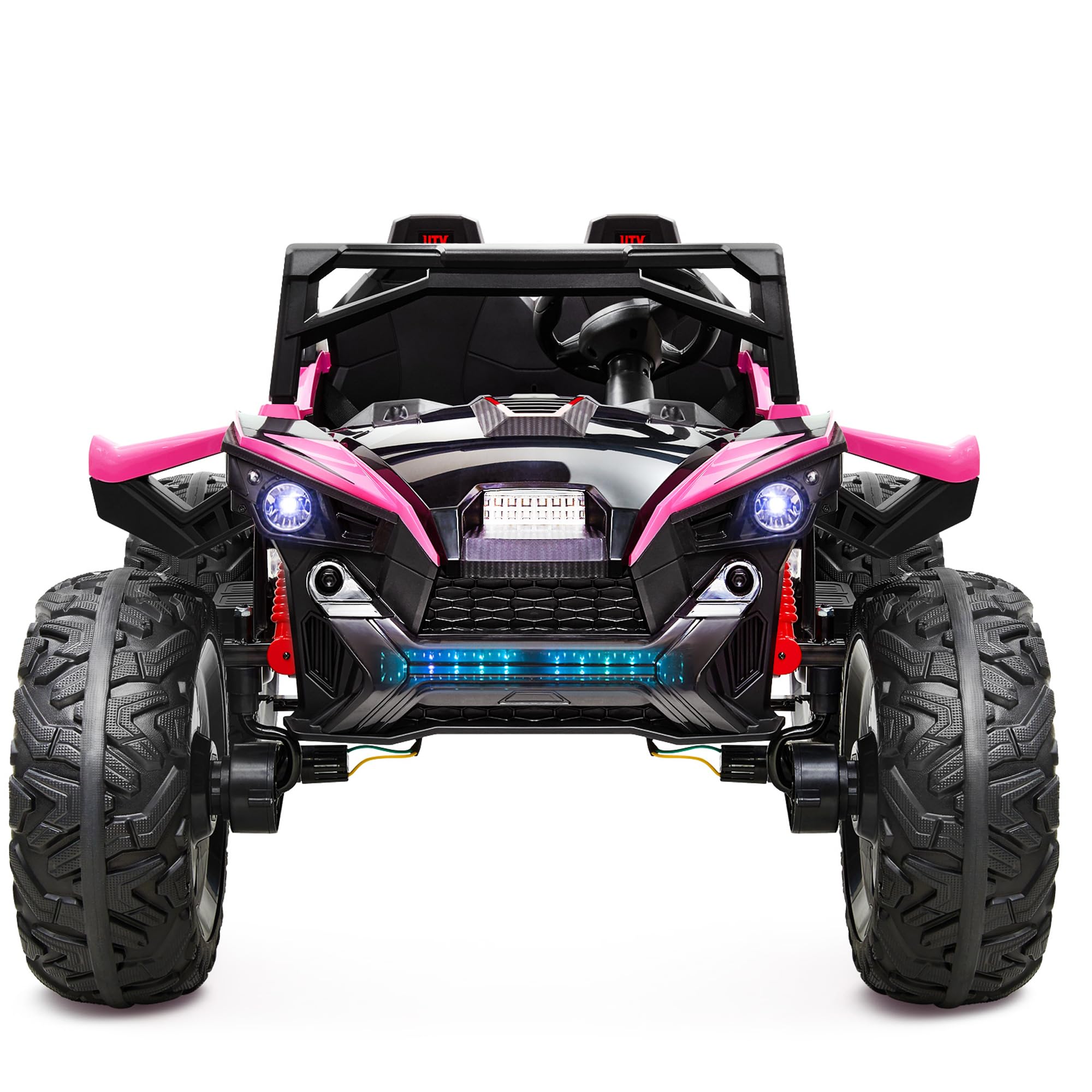 XL 2 Seater Kids Electric Ride On Car - Electronic Toy Vehicles - Kids' Electric Vehicles - Powerful 24V 4WD Off-Road UTV Toy - Remote Control - Music - LED Lights - Easy to Operate (Pink)