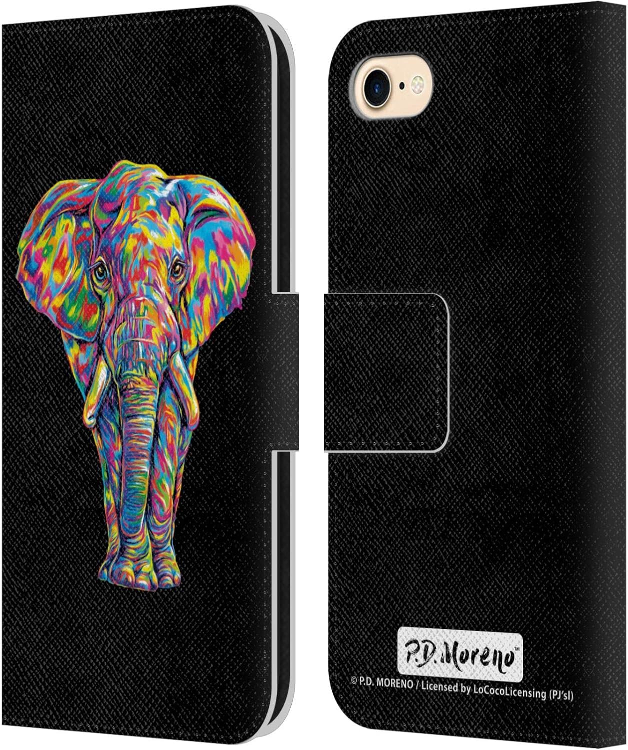 Head Case Designs Officially Licensed P.D. Moreno Elephant Animals Leather Wallet Case Compatible with Apple iPhone 7/8 / SE 2020 & 2022