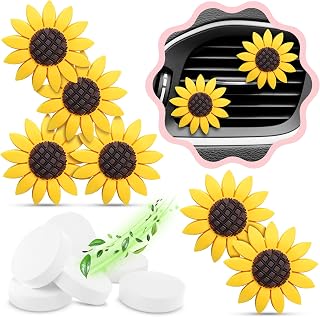 6 Pieces Sunflower Air Vent Clip Car Air Freshener Sunflower Car Accessories Cute Car Air Freshener Sunflowers Gift Decorations Girasoles Car Clip Interior Air Vent Decorations