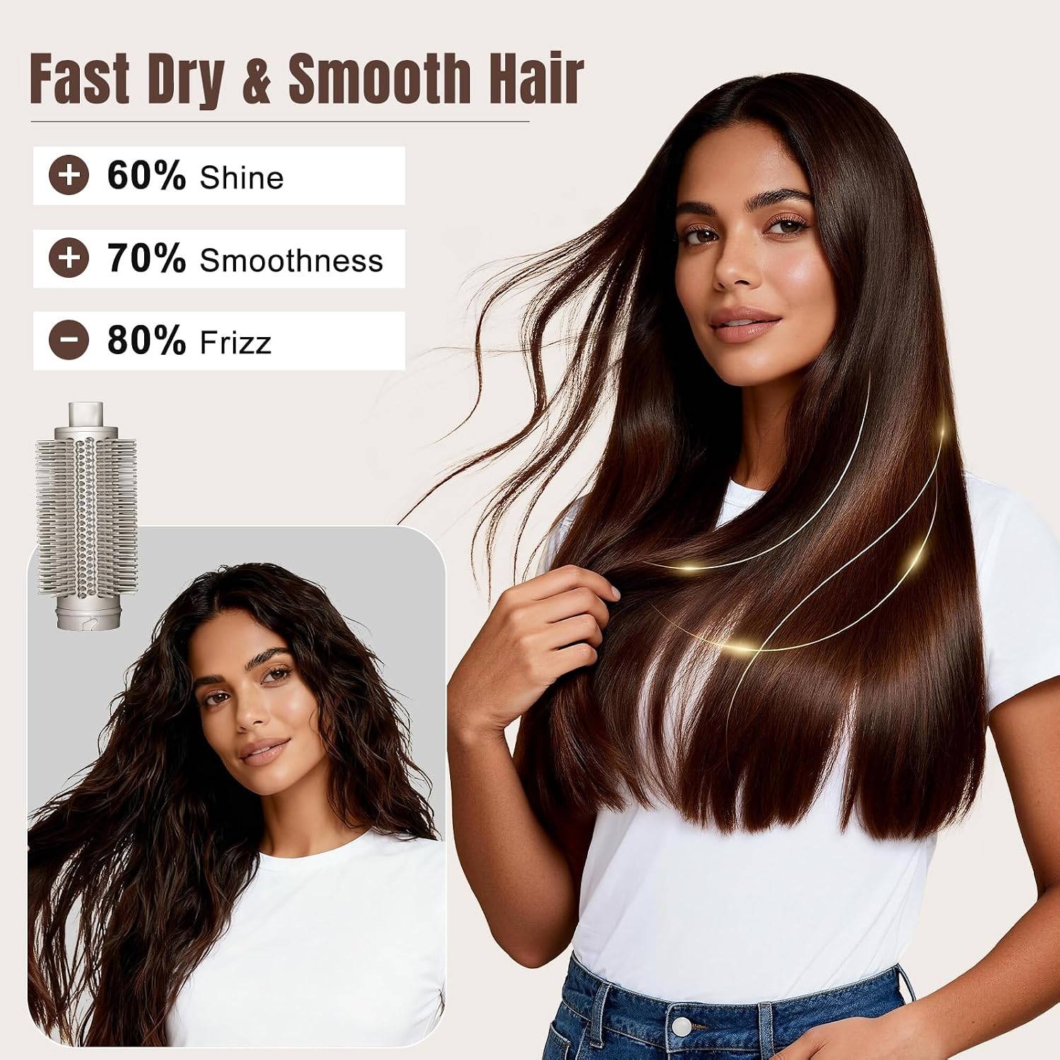 Round Volumizing Brush Attachments for Shark Flex Style HD400 Series (HD430/ HD432/ HD435/ HD440), Upgraded Volumzing Accessories Brush for Limp & Flat Hair