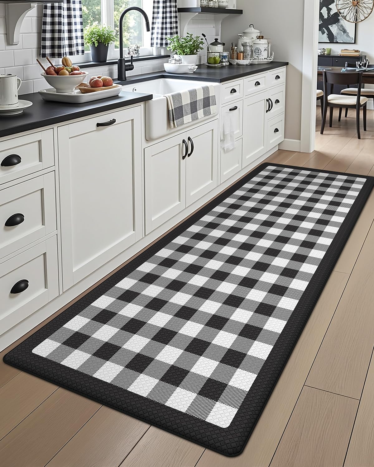 DEXI Kitchen Mats Cushioned Anti Fatigue, 23x59 Floor Padded Runner Rug Non Slip, Waterproof Standing Comfort Memory Foam for Front Sink Laundry, Black