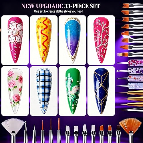 Vista 48 de Artdone - Juego de pinceles para arte de uñas, 6 pinceles delineadores de esmalte de uñas en gel, bolígrafo de diseño y dibujo, herramientas de arte