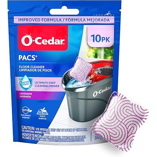 O-Cedar PACS Hard Floor Cleaner, Lavender Scent 10 Count (1-Pack) | Made with Naturally-Derived Ingredients | Safe to Use on All Hard Floors | Perfect for Mop Buckets